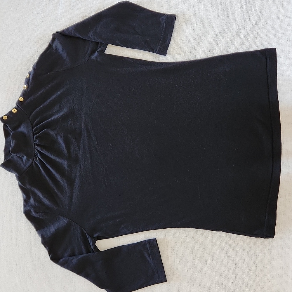 Lilly Pulitzer Silk Mockneck Black Top, Sz M
